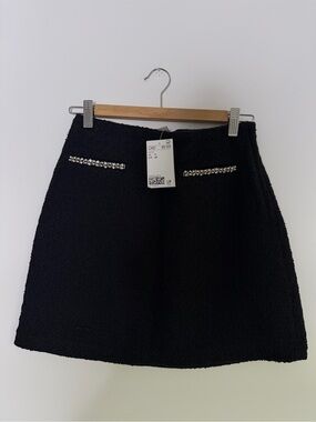 BNWT Black Embellished Pocket Mini Skirt